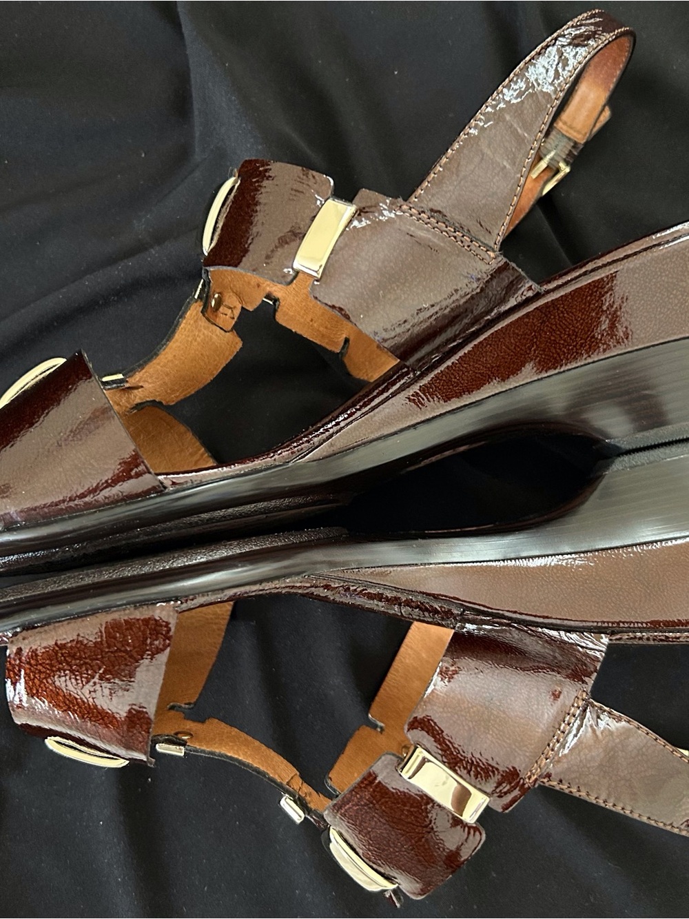 Sofft Alina Brown Patent Leather Slingback Sandals - 8.5WW - Picture 2 of 6